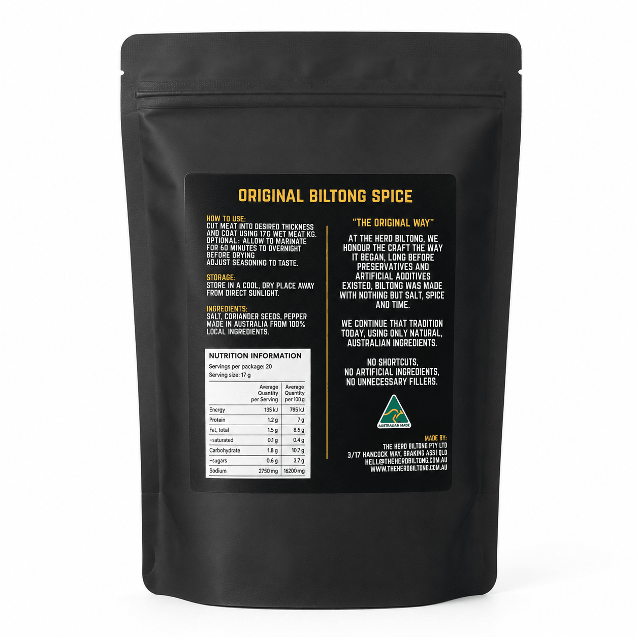 Original Biltong Spice Mix 340g - The Herd Biltong